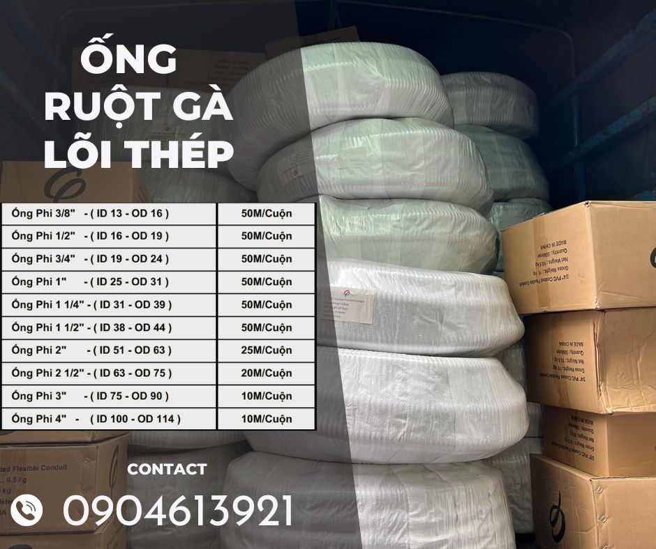 Ống kẽm đàn hồi / ống ruột gà lõi thép bọc nhựa